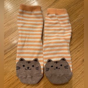 Vivid Color Cute Cat Socks Striped in Orange